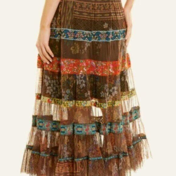 Johnny Was Wilhelmena Tiered Mesh Skirt multi colored XL - Picture 4 of 14